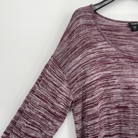 Torrid Women's Maroon Heathered Long Sleeve Top Size 1X Casual Stretch Comfort - Picture 5 of 8